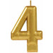 Number 4 Gold Metallic Candle (12/Pk)