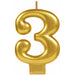 Number 3 Gold Metallic Candle (12/Pk)