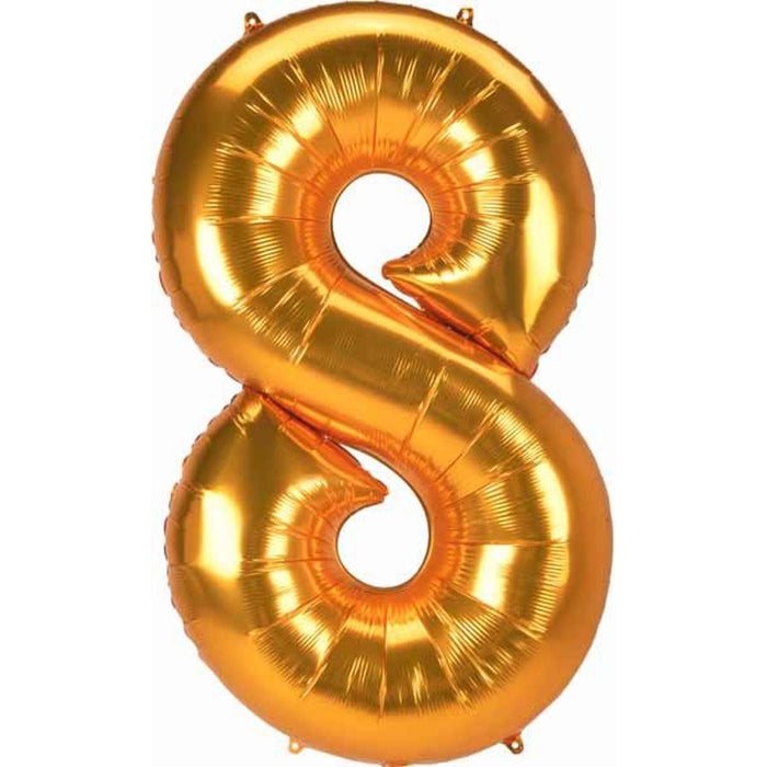 Gold Number 8 Foil Balloon Set - 53" L53 Pkg