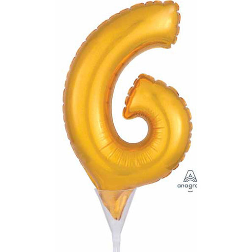 Gold Number 6 Cake Topper Picks (40-Pack)