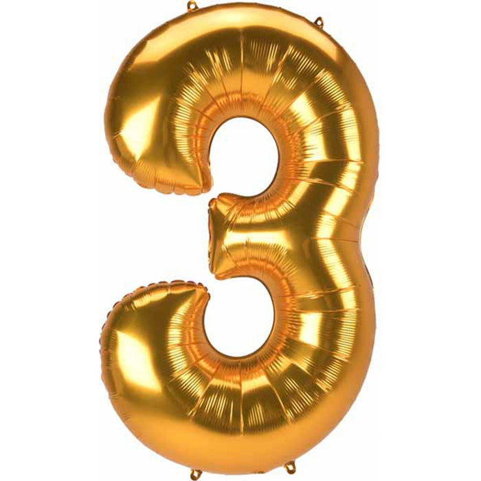 Gold Number 3 Balloon Package - 53 Inch