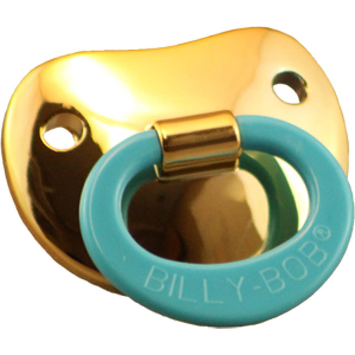 "Gold Pacifier Holder With Blue Ring By Billy Bob"