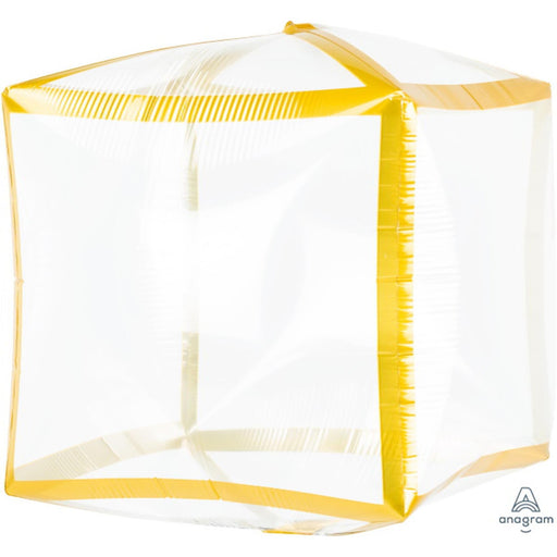 "Gold Trim Cubez 15" Clear G3 Balloon"