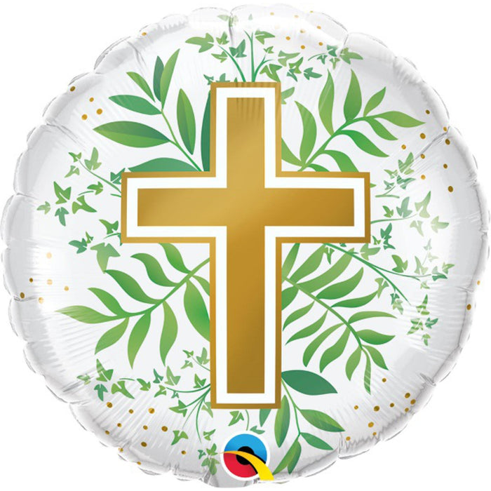 "Golden Cross & Greenery Wreath - 18" Round"