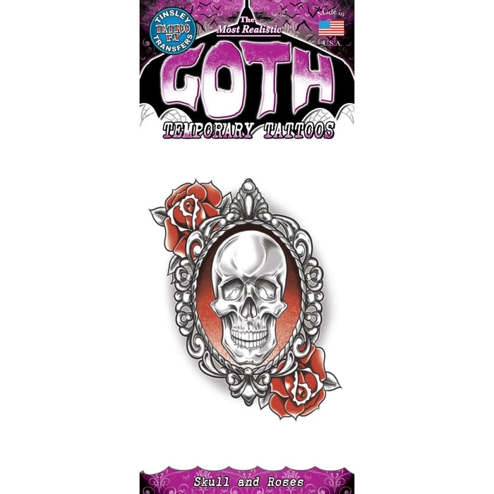 "Goth Skull & Roses Temp Tattoo"