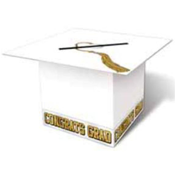 "Grad Cap Card Box - 8.5"X8.5" White"