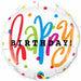 18 Inch Happy Birthday Multi Dots Foil Balloon A Festive Burst of Colorful Celebration (5/Pk)