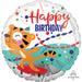 Happy Tiger Birthday Balloon Package - 18" Round Helium Foil Balloon And 40 Latex Balloons