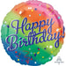 Hbd Fancy Rainbow Balloon - 18" Round Hexagonal Shape