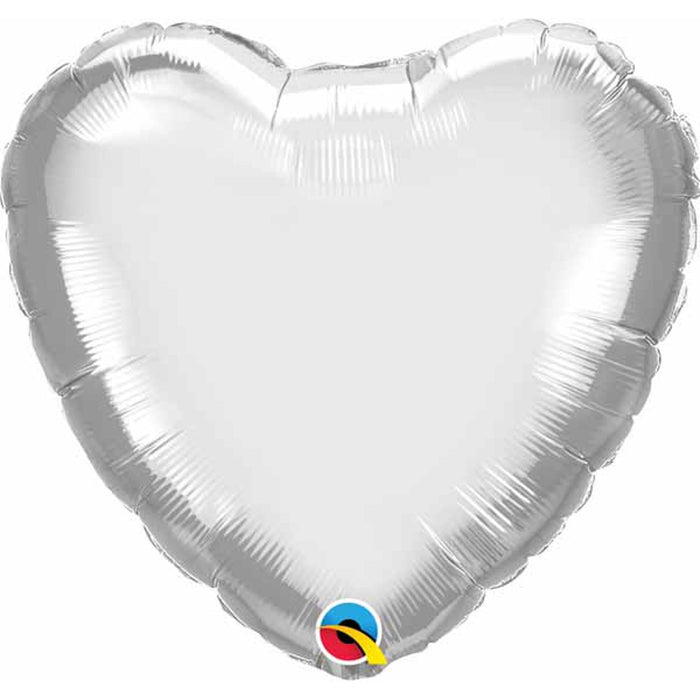 Heart-Shaped Silver Chrome Mylar Balloon - 18" Flat