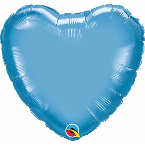 Heart 18" Mylar Chrome Blue Flat Balloon.