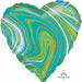 18" Heart Marblez  Balloon- Blue Green S18 Pkg 