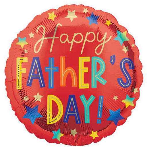Happy Fathers Day Stars Round 18" Foil Balloon (5/Pk)