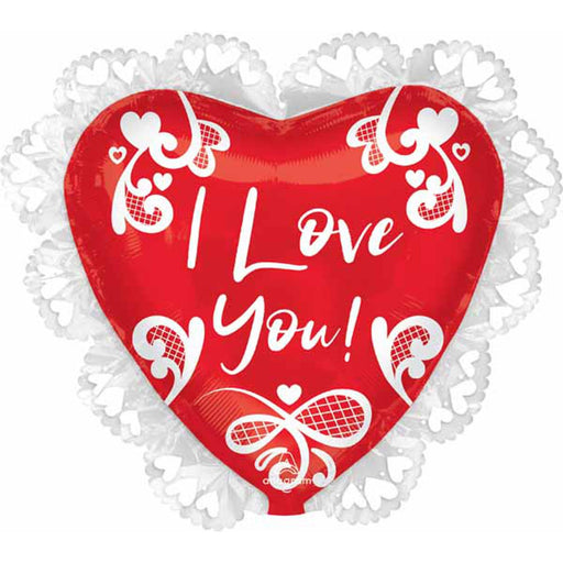 "I Love You Lace Doily Pack - 23" Intricate Heart Design (30 Pieces)"