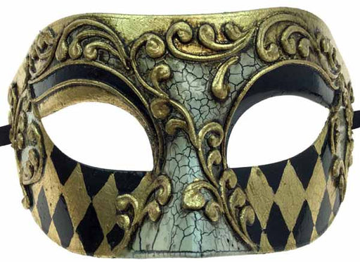 Men's Gold Venetian Plastic Masquerade Mask