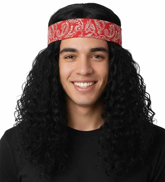 70s Rock Wig with Bandana