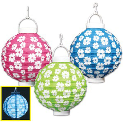 Light-Up Hibiscus Paper Lanterns (3-Pack)