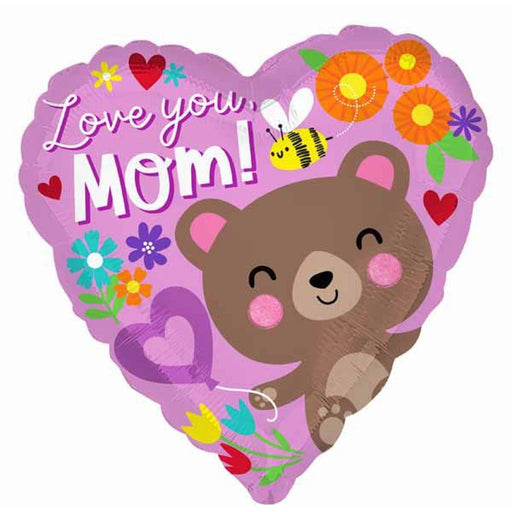 Love You Mom Bear 17" Foil Balloon (5/Pk)