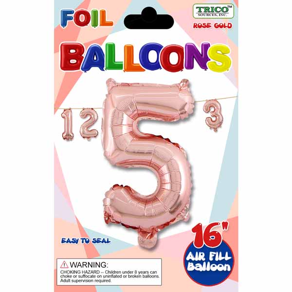 16" Rose Gold Number 5 Foil Balloon