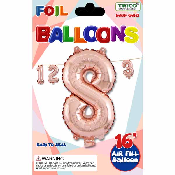 16" Rose Gold Number 8 Foil Balloon