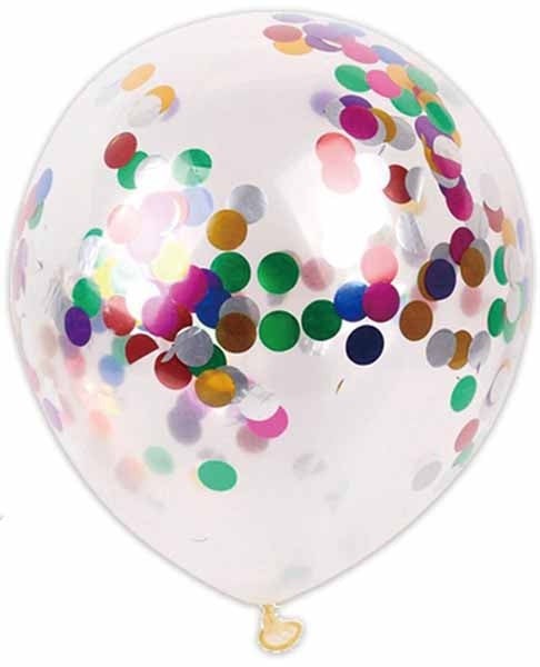 12-Inch Assorted Confetti Print Latex Balloons, 6 Pack