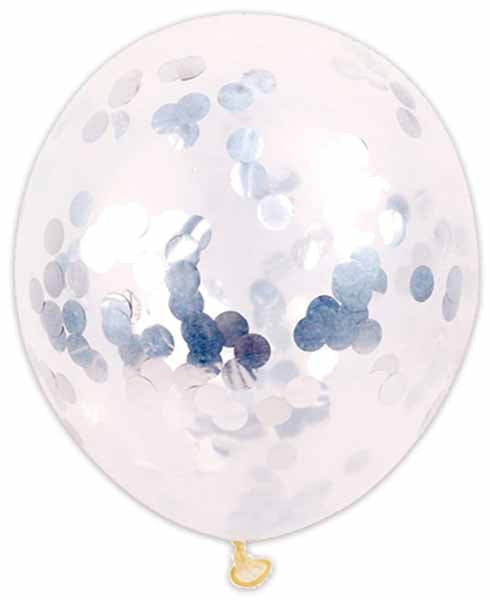 12-Inch Silver Confetti Print Latex Balloons, 6-Pack