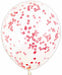 12-Inch Red Confetti Print Latex Balloons, 6 Pack