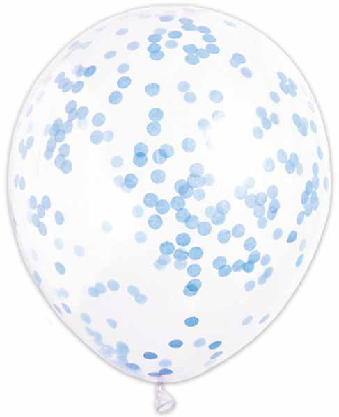 12-Inch Blue Confetti Print Latex Balloons, 6 Pack