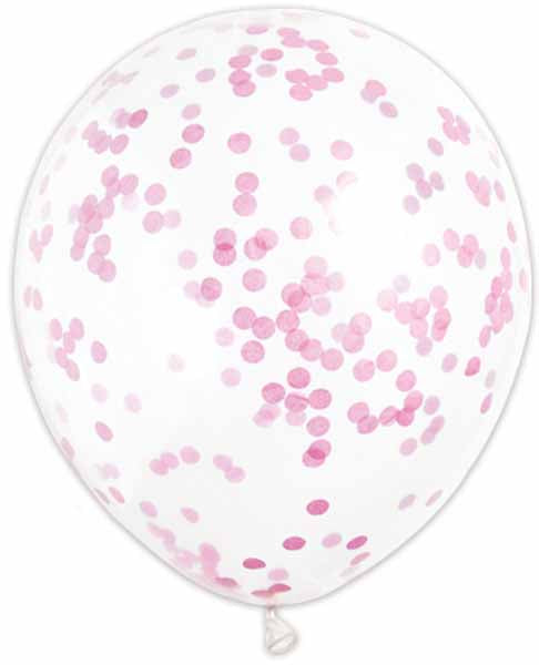 Pink Confetti Print 12-Inch Latex Balloons, 6 Pack