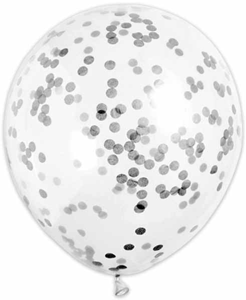12-Inch Black Confetti Print Latex Balloons, 6 Pack