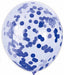 12-Inch Royal Blue Confetti Print Latex Balloons, 6-Pack