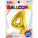 34-Inch Gold Number 4 Foil Balloon