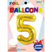 34-Inch Gold Number 5 Foil Balloon