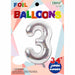 34-Inch Silver Number 3 Foil Balloon