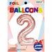 34-Inch Rose Gold Number 2 Foil Balloon