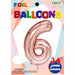 34-Inch Rose Gold Number 6 Foil Balloon