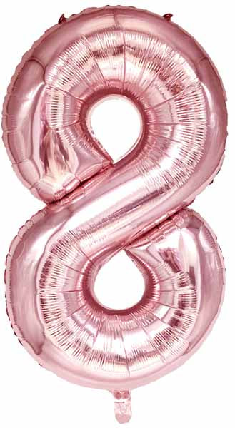 34-Inch Rose Pink Number 8 Foil Balloon