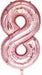 34-Inch Rose Pink Number 8 Foil Balloon