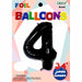 34-Inch Black Number 4 Foil Balloon