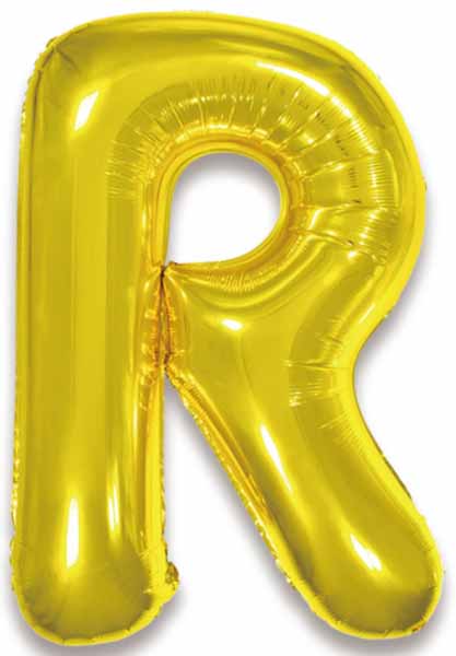 34-Inch Gold Letter R Foil Balloon