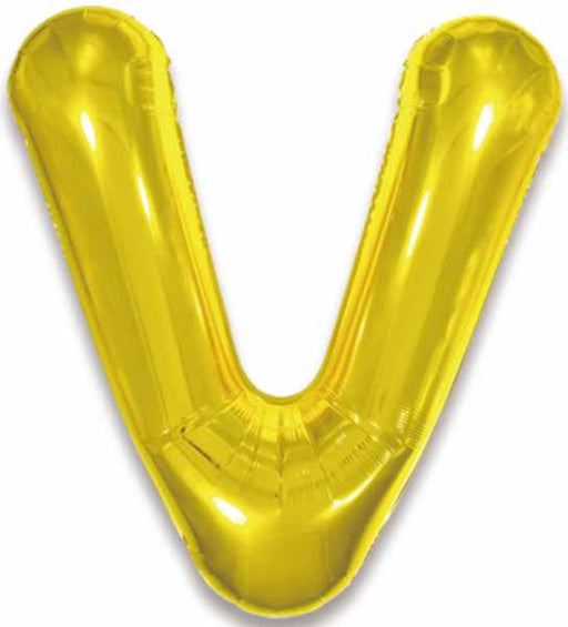 Gold Letter V Foil Balloon, 34 Inch