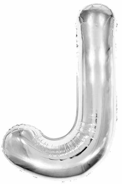 34" Silver Letter J Foil Balloon