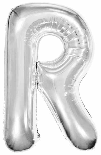 34-Inch Silver Letter R Foil Balloon