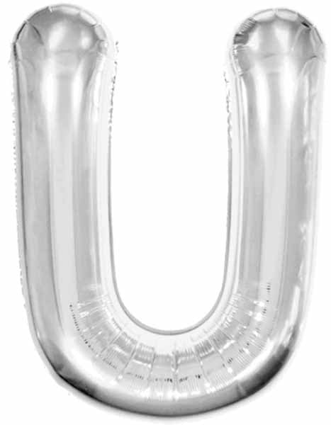 34-Inch Silver Letter U Foil Balloon