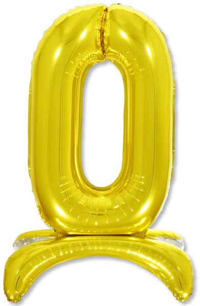 26-Inch Gold Stand-Up Number 0 Balloon