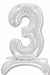 26-Inch Silver Stand-Up Number 3 Balloon