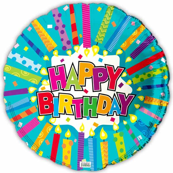 Happy Birthday Candles 18-Inch Foil Balloon