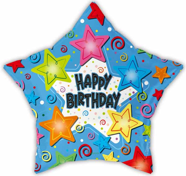 Happy Birthday Star 18-Inch Foil Balloon