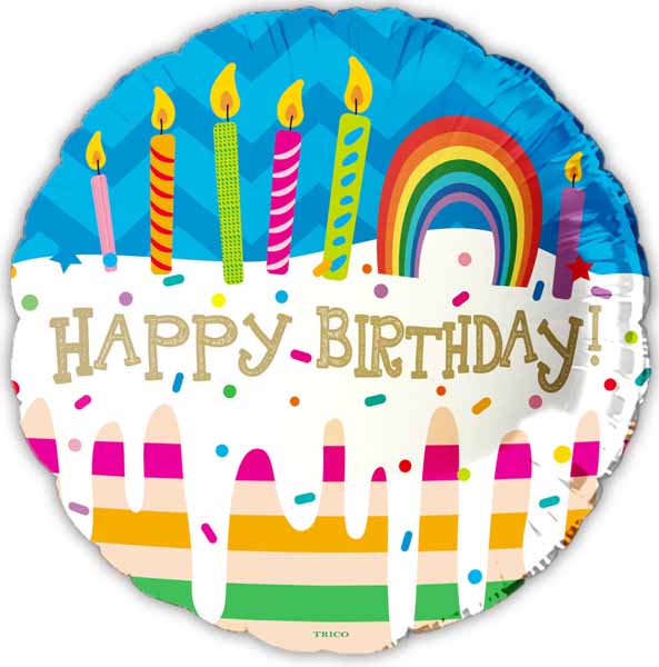 Happy Birthday Rainbow Cake 18-Inch Foil Balloon
