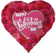Happy V-Day Roses Heart Foil Balloon, 18 Inch